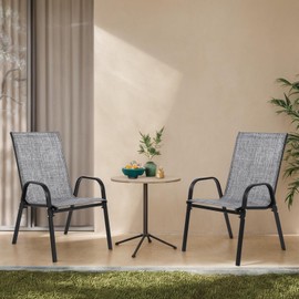 Outdoor Patio Chairs Set of 2, Outdoor Camping Chairs with Breathable Textilene Fabric,Folding Patio Chairs with Metal Frame, Armrests, Portable Dining Chairs for Camping, Garden and Porch (Grey)