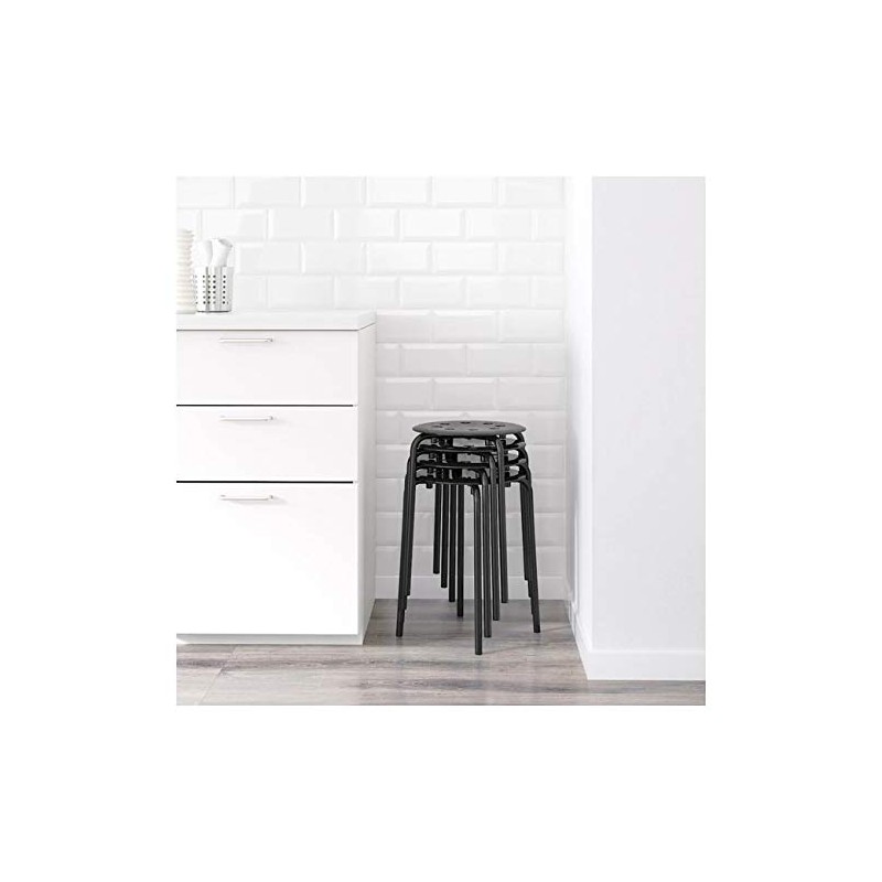 Ikea Marius Steel, Epoxy Powder Coating Stool (Black), Set of