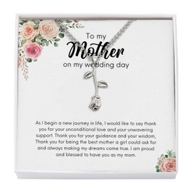 Bubble Hugs Mother of The Bride Necklace Silver Plated Rose - to My Mother On My Wedding Day - Relationship Jewelry for Mom Mama from Bride Pearl