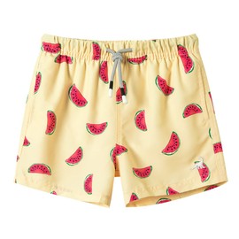 SURF CUZ Surfcuz Little Boys Swim Trunks UPF 50+ Toddler Beach Shorts Swimsuit Kids Quick Dry Swimwear(Yellow - Watermelon, 8)