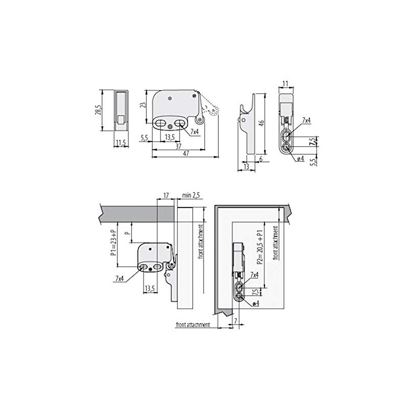 SO-TECH® Spring Door Catch Mini Latch with Retaining Plate Improved