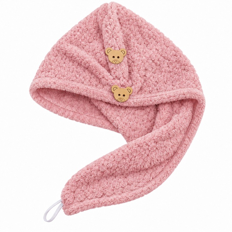 Absorbent Hair Towel Wrap for Wet Hair – Button Closure