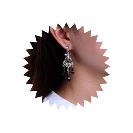 TseenYi Boho Black Crystal Chandelier Earrings Vintage Black Drop Chandelier Earrings Long Tassel Rhinestone Drop Earrings Gothic Statement Long Drop Earrings, Zinc, No Gemstone