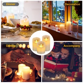antizer Flameless LED Candles 4" 5" 6" Set of 3 Dripless Real Wax Pillars Include Realistic Flames and 10-Key Remote Control with 24-Hour Timer Function