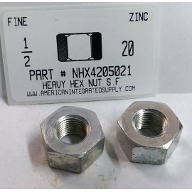 AMERICANINTEGRATEDSUPPLY.COM 1/2-20 Heavy Hex Nuts Grade 2 Steel Zinc Plated 7/8 AF X .485 TH  (25)