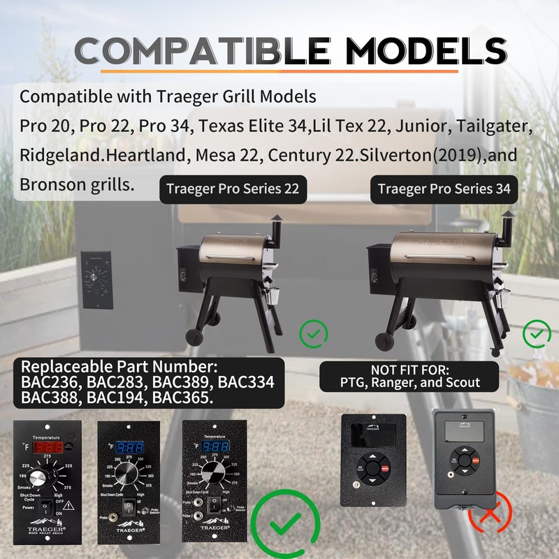 Digital Thermostat Controller Replacement for Traeger Wood Pellet Grills,Fits BAC236,