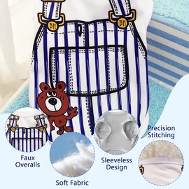 Vavious Small Dog Clothes Dog Summer Tank Top Navy Blue Overalls Print Cooling Boy Dog Shirt Sleeveless Breathable Pet Vest Puppy Soft Cotton Outfit X-Small