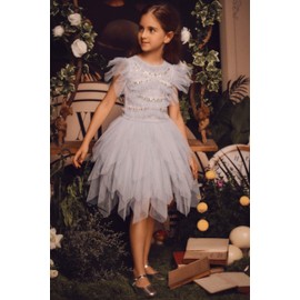TUTULAND Tutu Dress for Girls - Glitter Sequin Tulle Dress Tiered Layered Flower Girl Dress for Wedding Birthday Photo Prop