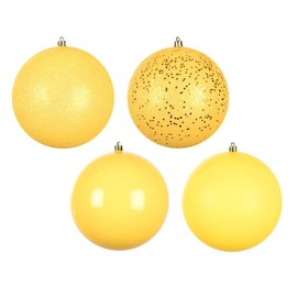 Vickerman 624005-2.75" Yellow 4 Assorted Finish Ball Christmas Tree Ornament (20 pack) (N590778)