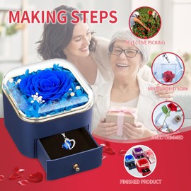 Leayiuvan Preserved Flower in A Box -Preserved Rose Last for Over 1 Year Gift for Wife Girlfriend Daughter Valentines Day Mothers Day Anniversary Day Birthday Christmas - Eternal Rose Gift (Blue)