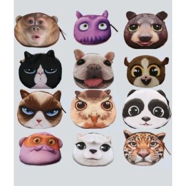 Unbranded (12) 3D Animal Cute Animals Face Zipper  Coin Women Girls Purse Wallet Bag Pouch