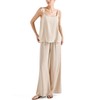 SUUKSESS Women 2 Piece Linen Lounge Set Sleeveless Top Wide