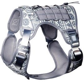 Auroth Tactical Dog Harness for Small Medium Dogs No Pull Adjustable Pet Harness Reflective K9 Working Training Easy Control Pet Vest Military Service Dog Harnesses Bohemia Grey S