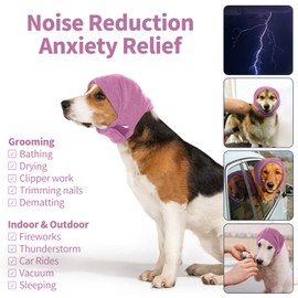 Nanaki Soft Dog Calming Hoodie Anxiety Relief Dog Ear Muffs Noise Protection Dog Ear Wrap Hematoma Fireworks Dog Ear Cover for Bath Blow Drying Dog Head Cover Noise Cancelling Sleep Help Headband