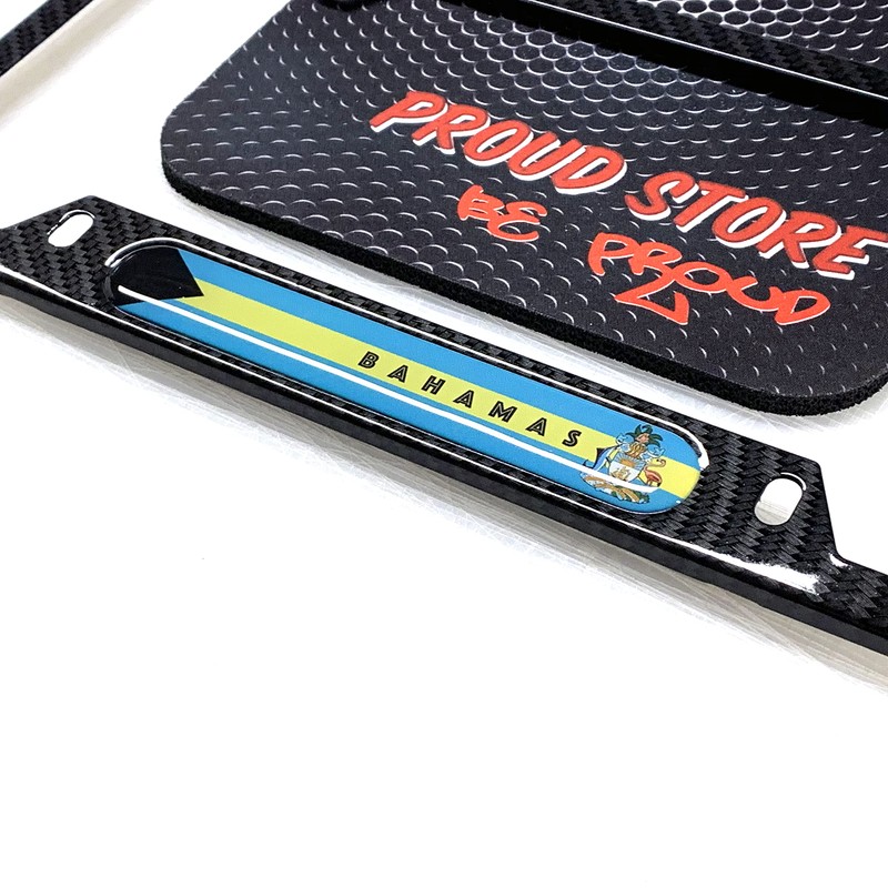 The Bahamas Flag Domed Black License Plate Frame -US Size-