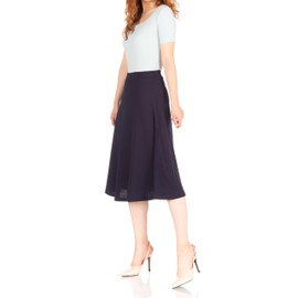 Dani's Choice Everyday Falda midi acampanada de cintura alta acampanada, Azul Marino, L