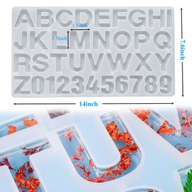 Anlan-angel Letters Numbers Silicone Molds for Resin, Alphabet Molds Kit, 0-9 Number and 26 Letters Molds with Keychain Making Supplies for Resin Casting,DIY Letter Keychain, Jewelry Making