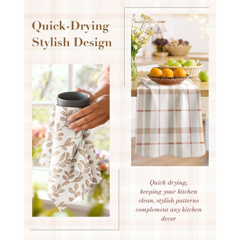 Miss Adola 2pcs 150GSM Flour Sack Kitchen Towels, Botanical Floral