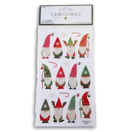 Christmas Gnomes and Candy Cane Stickers - Glitter Adhesive Decals for Crafts & Scrapbooks - 36 Pieces