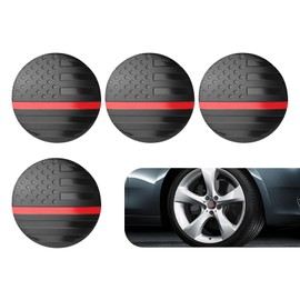 DACIRTY 4 PCS Car Wheel Hub Center Cap Sticker, American Flag Anti-scratch Protection Sports Decoration, Waterproof Self-adhesive Hub Cap, for Most Cars Trucks Tire Modification Accessories (Red)
