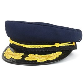 Armycrew Cotton Yacht Captain Costume Hat with Gold Oak Leaf and Rope - Navy