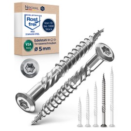 Terrace Screws 5 x 70 Stainless Steel A2 Rounded Head Screws Torx Screws 5 mm Thick Pack of 100 Wood Screws Torx 70 mm Long Stainless Steel Screws Wood V2A