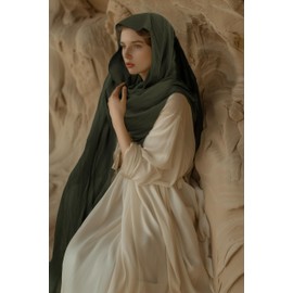 VZQI Medieval Cloak with Hood Men Apocalyptic Shawl Renaissance Costume Retro Shemagh Accessories, Green, One Size