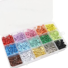 300Pcs Safety Pins, BetterJonny Colored Nickel Plated Steel Safety Pins 32mm Small Metal Safety Pins with Storage Box for Craft,Jewelry Making,Sewing(15 Colors)