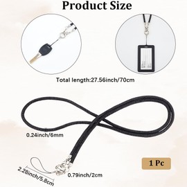CRASPIRE 27.56 Inch Black Crystal Lanyard Badge Holder Neck Strap Alloy Woven Plastic Rhinestone Safety Name Tags Straps Accessories for Phone ID Cards Keychains Whistles Office School Travel