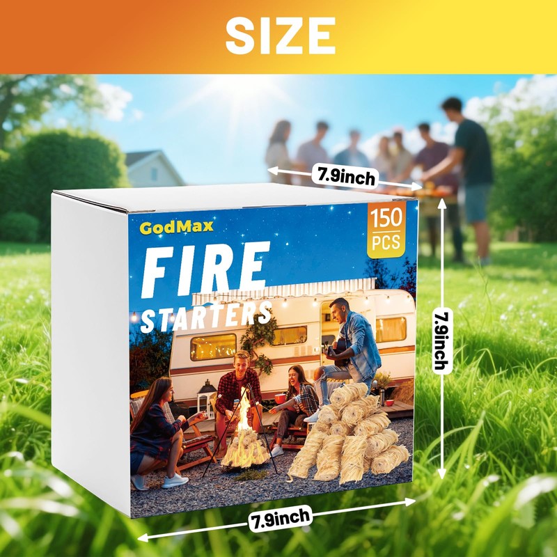 150 pcs Fire Starter, Natural Fire Starters for Grill Campfires