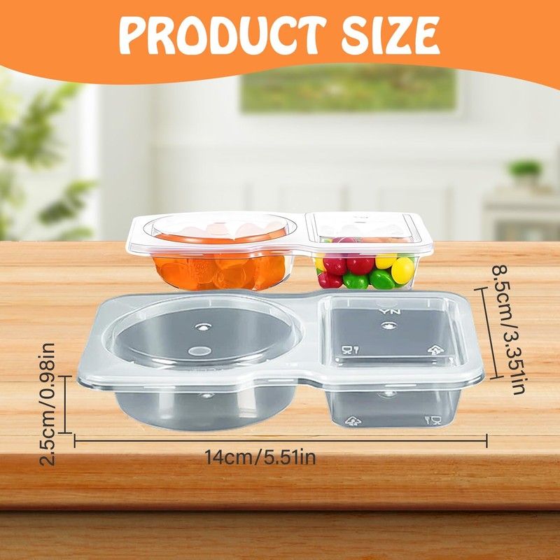 8Pcs Reusable Snack Containers, Double Compartment Snack Pot, Reusable Snack
