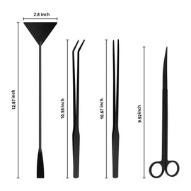 Tifanso Aquarium Aquascape Tools Kit - 4 in 1 Terrarium Decor Supplies with Long Tweezers Feeding Tongs, Aquarium Scissors, Algae Scraper, Live Fish Plants Tank Accessories Cleaning Trimming Kit