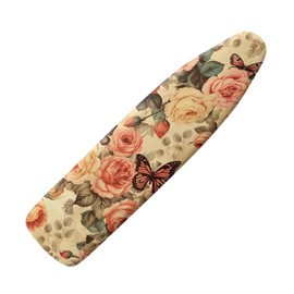 Hinthetall Butterfly Floral Ironing Board Cover and Pad Soft Ironing Board Cover, Non Stick Scorch and Stain Resistant Standard Size 15x54 Inch with Elastic Edges