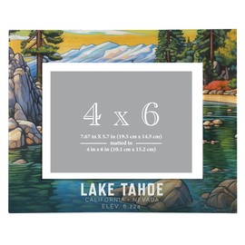 R and R Imports Lake Tahoe California Design B Souvenir Wooden Photo Frame Matted 4 x 6 Inch 2-Pack