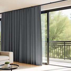 Room Divider Curtains Flexible Ceiling Tracks set Curtain track Ceiling Mount Blackout Curtain for Living Room Bedroom Ceiling Curtain Rod Privacy Dividers Panels W150 x H84 Grey Drape & Black rail