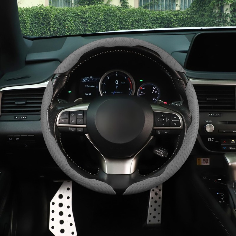 Amiss Car Nappa Leather Steering Wheel Cover, Car Interior Accessories,