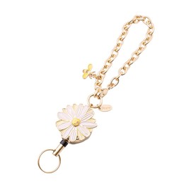 Three Karat Reel Key Holder, Flower Garden Series, 8 Types, Key Holder, Pass Case, ID Holder, Charm Accessory, daisy, S