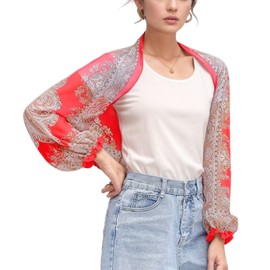 Xunger Women's Ice Silk Cooling Sunproof Shawl UV Blocking Lightweight Breathable Sleeve Cover Summer Arm Protection(1009-Red-OneSize-RD)