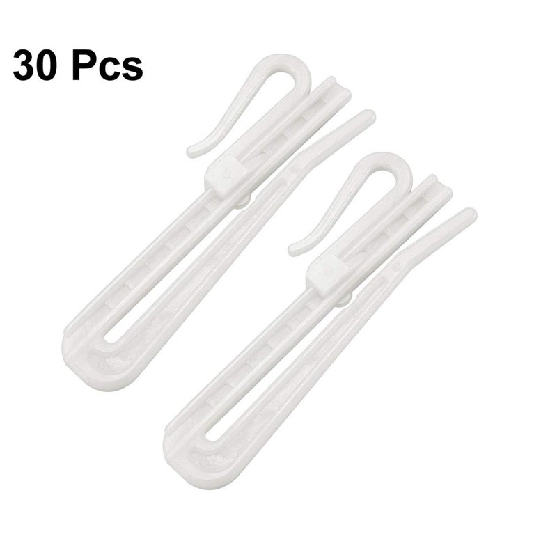 TA-VIGOR 30Pcs Curtain Hooks Adjustable, Plastic Lift Curtain Tape Hooks