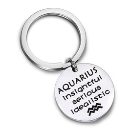 AKTAP Zodiac Key Chain Zodiac Constellation Sign Symbol Keychain Birthday Gift for Women Girls (Aquarius)