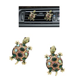 ORIESSE 2pcs Sea Turtle Car Air Freshener Vent Clips Turtle Air Vent Clips Car Accessories for Women Teens Girly Beachy Ocean Rhinestone Vehicle Decor Refillable Diffuser