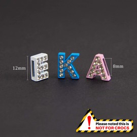 AUEAR, 52 Pack A-Z 8mm Full Colors Rhinestone Letter Slide Charms Crystal Alphabet Letter Charm Alloy Letter Charm for Bracelets Necklace Wristbands DIY Jewelry Making (Mix Color B)