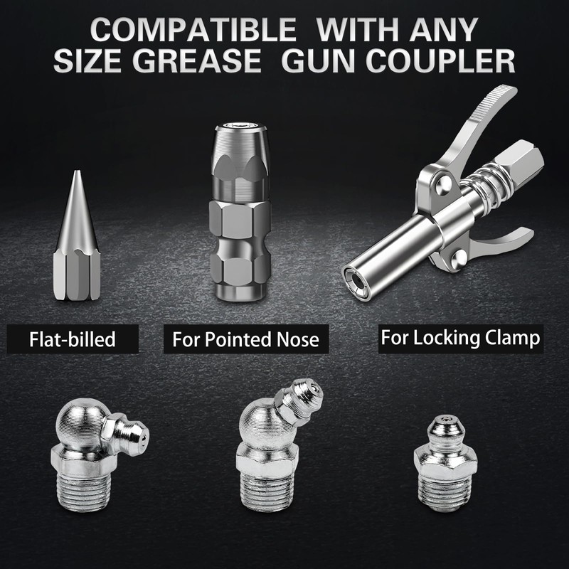 60Pcs Grease Fittings Kit, 1/4 & 1/8 Inch BSP Grease