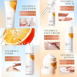 Kit De Viaje Para El Cuidado De La Piel Para Mujeres Y Adolescentes. 5 Piezas En Tamao De Viaje Limpiador Facial, Tnico, Locin, Srum Y Crema Facial.  