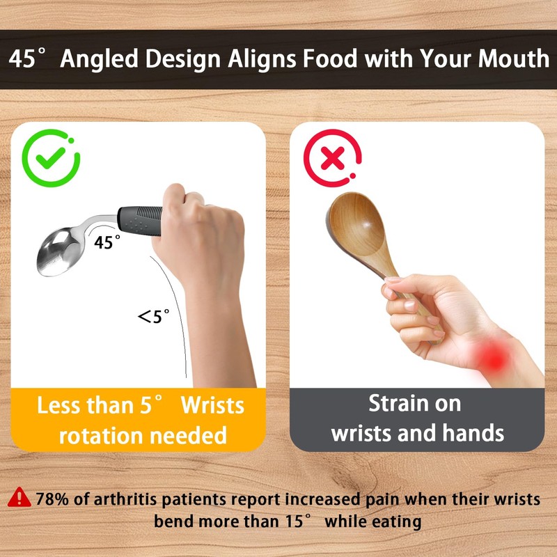 4-Piece Weighted Adaptive Utensils, Weighted Utensils for Hand Tremors 45°Angled