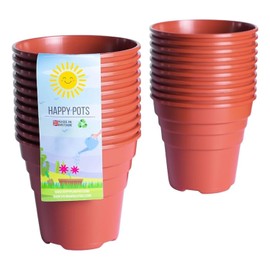 Happy Pots Blumentöpfe aus hochwertigem Kunststoff, wiederverwendbar, für Innen- und Außenbereich, rund, strapazierfähig, UV-beständig, recycelbar, hergestellt in Großbritannien, 10 cm, glänzend,