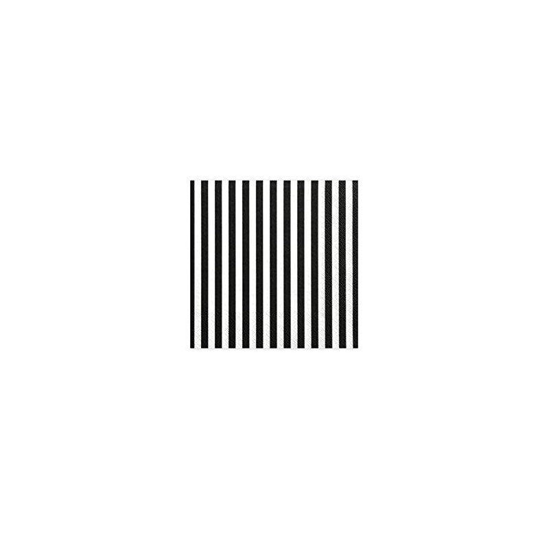 Striped Napkins, Black, 33 x 33 cm (Pack of 20)