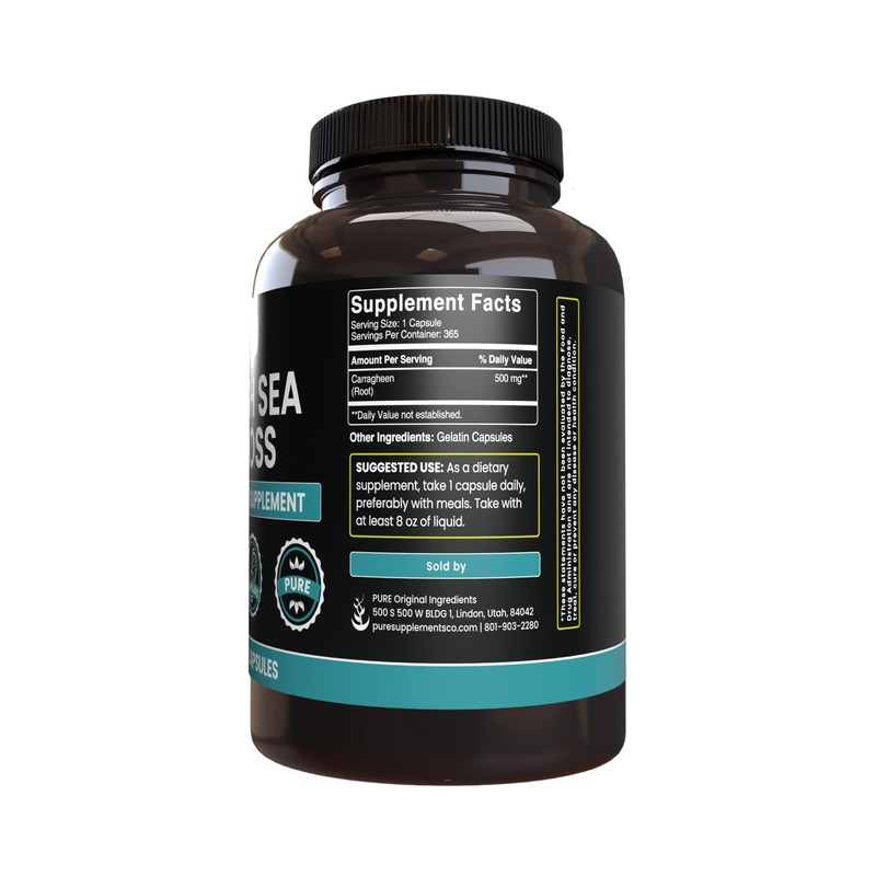 PURE ORIGINAL INGREDIENTS Irish Sea Moss (365 Capsules) Always Pure,