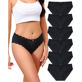 LEVAO Lace Underwear for Women Lace Bikini Panties Cheeky Underwear Soft Breathe Briefs Ropa Interior Mujer Multipack 6 Pack