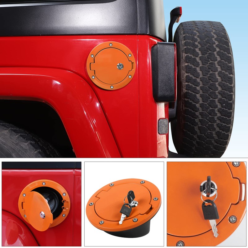 JeCar Fuel Filler Door Locking Gas Cap Cover Exterior Accessories